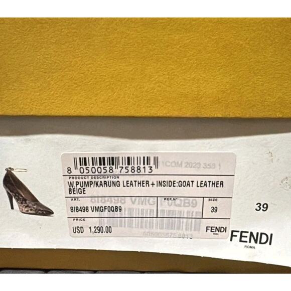 Fendi Anello Karung Pumps Heels EU 39 Goat Leather New In Box - Picture 6 of 9